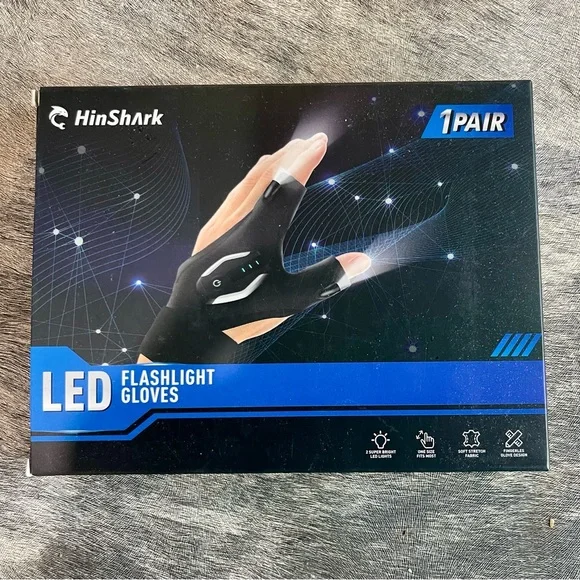 Black LED Flashlight Gloves/ New!
