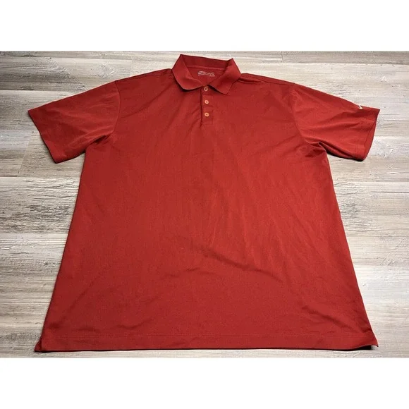 Nike Golf Mens Fit Dry Polo Shirt Size 2XL Solid‎ Maroon Red Embroidered Swoosh