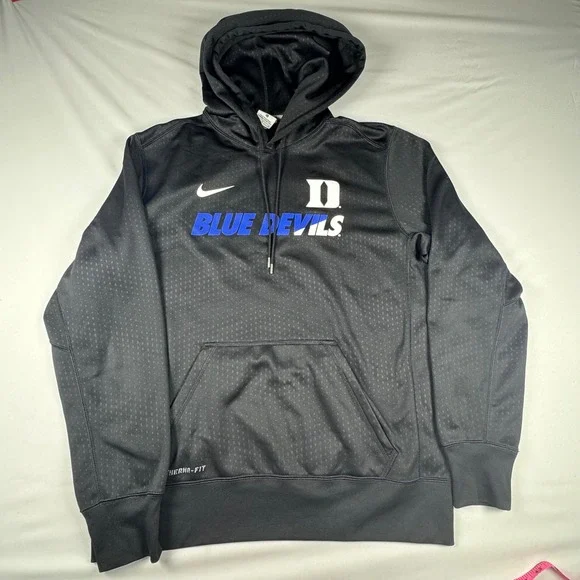 Nike Therma-FIT Duke Blue Devils Hoodie Mens Large Black Sweatshirt NCAA Logo