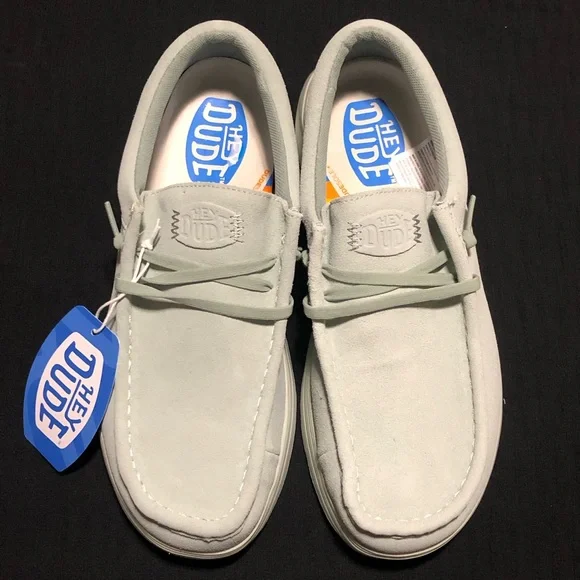 Hey Dude Men's Wally Comf Suede Shoes, Size 10, 41975-455, Sea Foam, LightWeight