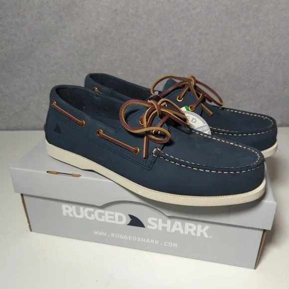NEW Rugged Shark Men's Classic‎ Boat Shoes, Genuine Leather size 11.5