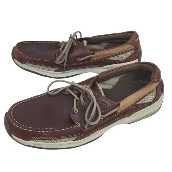 Dunham Leather Boat Shoes Mens Size 11.5 Brown