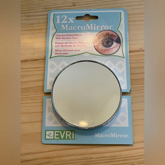12x Magnifying Chrome Plated Mirror with Suction Cups