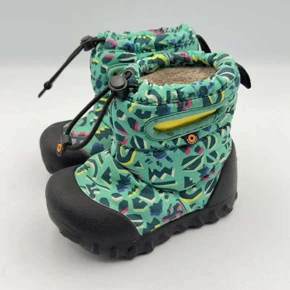 Bogs BMOC Snow Adventure Kids Teal Geometric Waterproof Winter Boots Size 7