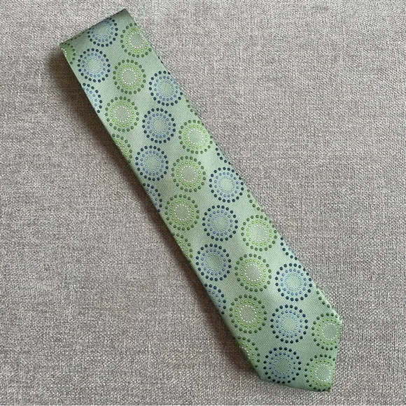 Haines & Bonner of London Green Circles Dots Men’s Silk Tie Office Professional