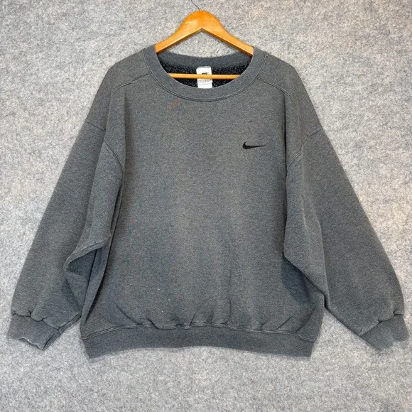 Vintage Nike Fleece Sweatshirt Men Large Classic Relaxed Fit Swoosh Made USA 90s