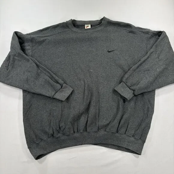 Vintage Y2K Nike Mini Swoosh Gray Pullover Crewneck Sweatshirt Men XL