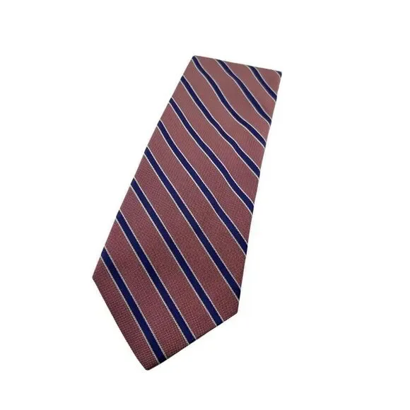 Lands' End Silk Blend Necktie Red White and Blue Striped Tie