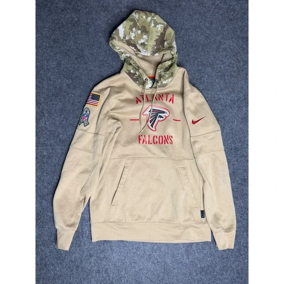 Nike Atlanta Falcons Salute to Service‎ Hoodie Mens Small Tan Camo NFL Pullover