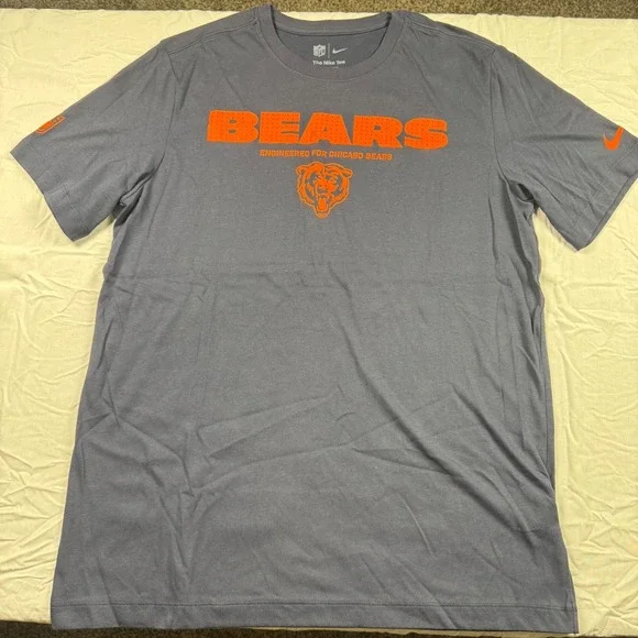 Nike NFL Chicago Bears Dri-FIT T Shirt Men's Medium Grey Orange Football