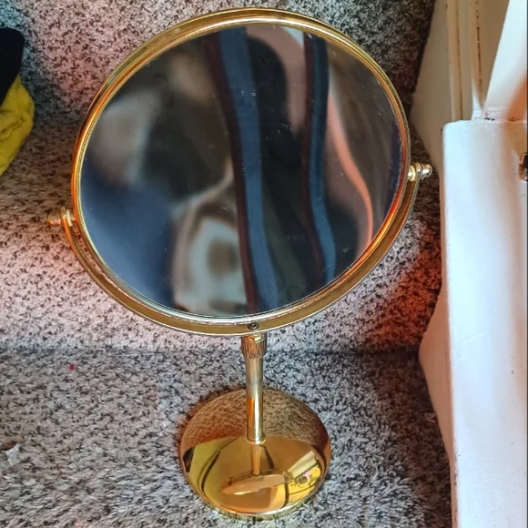 Vintage Brass Makeup Magnifying Mirror