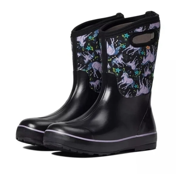 BOGS | Rain Boots Classic II Unicorn Awesome Black Purple Youth Sz 5