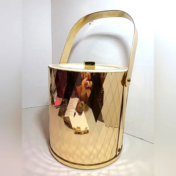 VTG Ice Bucket Georges Briard Gold Diamond Pattern