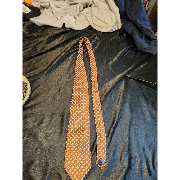 Renato‎ Balestra Mens Silk Necktie Orange Blue Geometric Floral Italian Designer