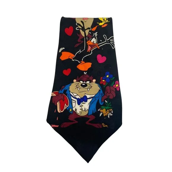 Vintage Looney Tunes Silk Nostalgia Taz Daffy Tweety Necktie Tie Mens‎ 57