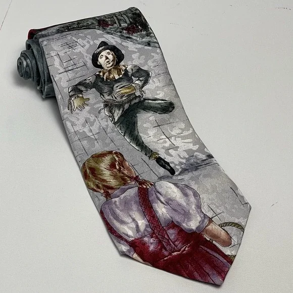 American Film Classics Wizard of Oz Tie 1992 Silk Dorothy Scarecrow Brick Road