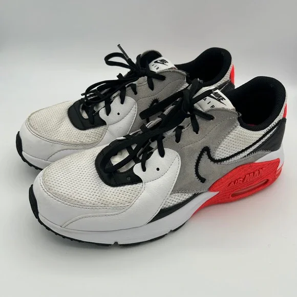Nike Sneakers Air Max Excee Mens 10 White Black Crimson CD4165-116 Athleisure