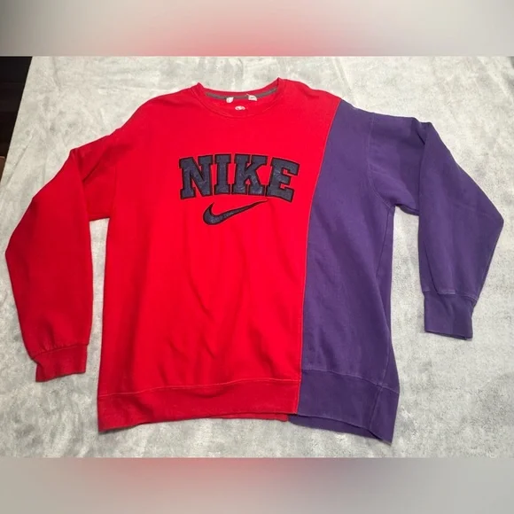 NIKE Sweatshirt Reworked Vintage Jumper Embroidered Spell Out Mens Fits‎ Like XL