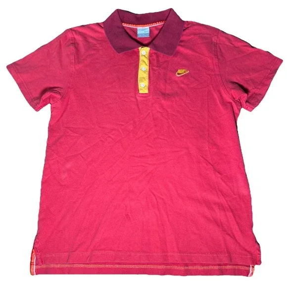 Vintage Nike Shirt Men's M Red Short Sleeve Polo Golf Logo Stretch Y2K Classic