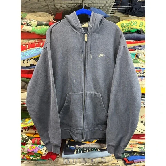 Nike Sportswear Mens XL Full Zip Hoodie Navy Blue Fleece Sweatshirt 5437