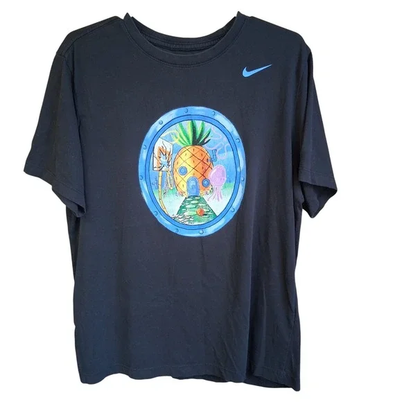 Nike/Spongebob Collab Kyrie Irving Black SS Large Dri-Fit EUC