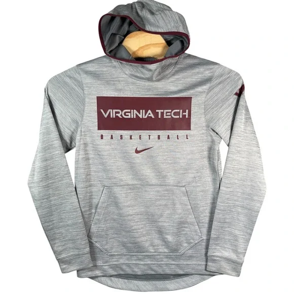 Nike‎ Hoodie Men S Virginia Tech Basketball Gray Dri-FIT Pullover Training Sweat