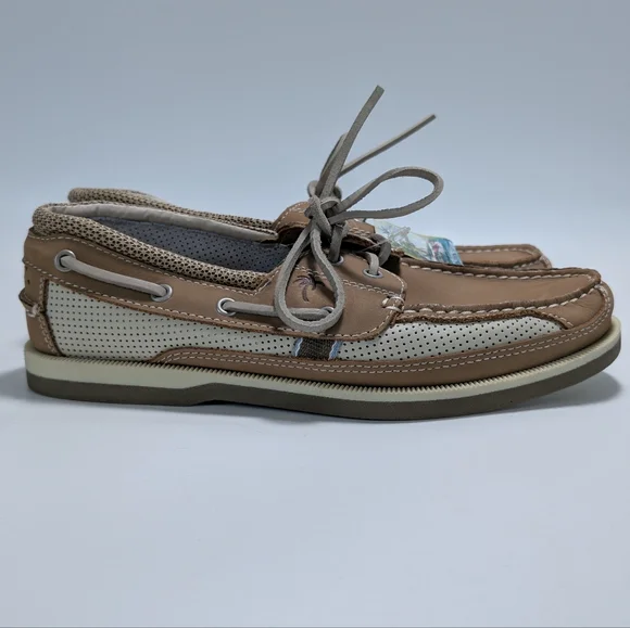 Maragritaville Soles Of The Tropics North Shore Leather Lace Up Boat Shoes NWT