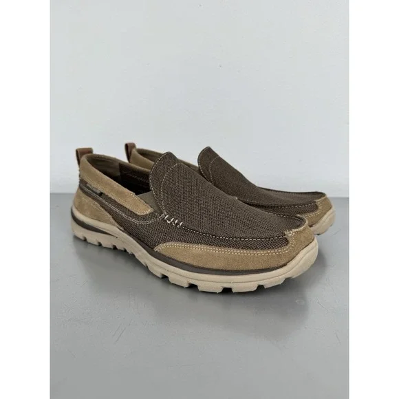Skechers Brown Leather Casual Slip-on Loafer Boat Shoes Mens 11.5 Relaxed Fit
