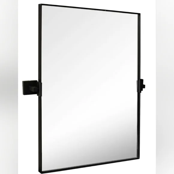 NEW Hamilton Hills Matte Black Rectangular Pivot Mirror