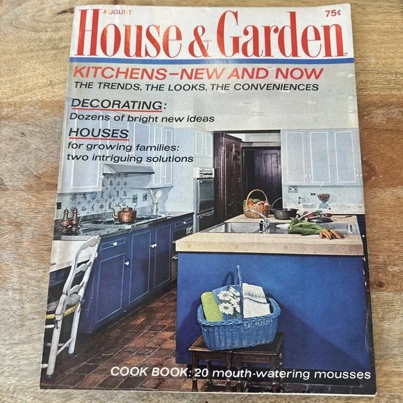 House & Garden Magazine August 1968 Kitchen Trends w/ Advertising MCM Vintage