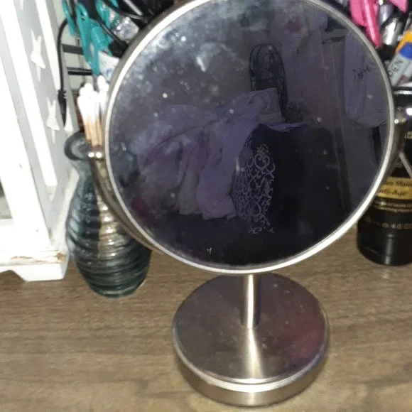 Silver makeup mirror