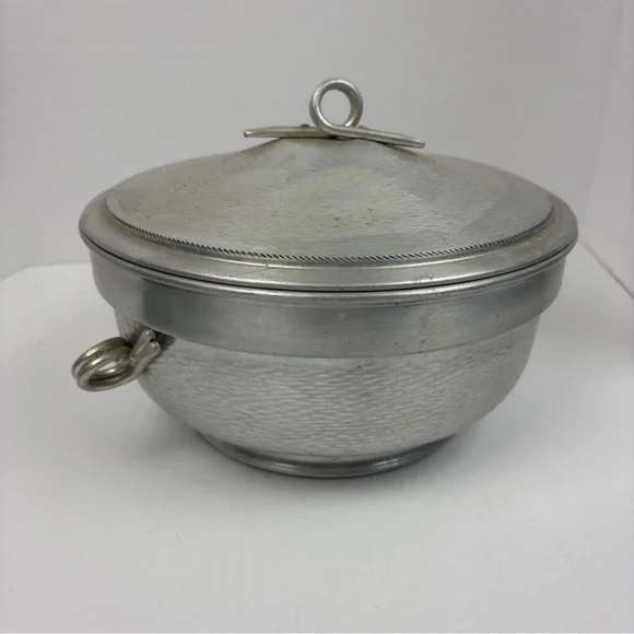 Vintage Made In Italy Hammered Ice Bucket Double Walled Insulated Looped Handle