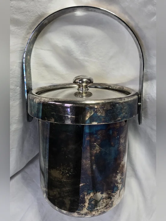 Vtg Italian Ice Bucket (Silver Plate on Brass)