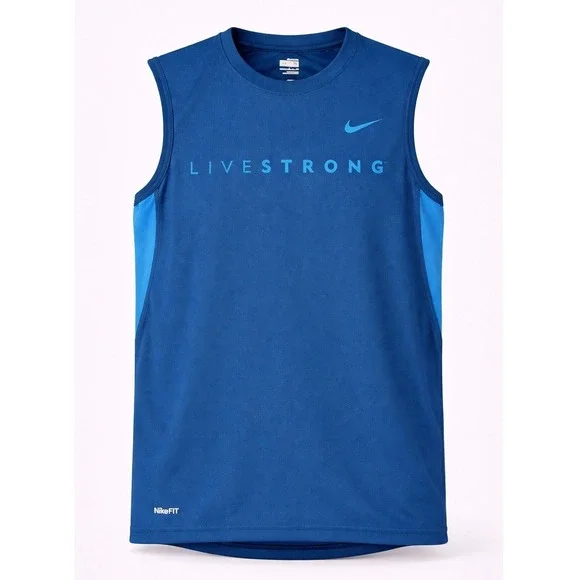 Nike Livestrong Sleeveless‎ Athletic Tank Top Mens Small Blue NikeFit Dri-Fit
