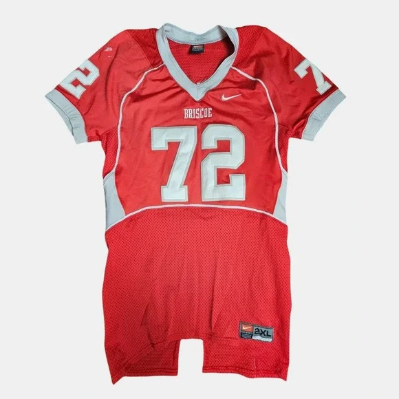 Nike‎ Team Briscoe Football Game Jersey Shirt #72 Watts Mens Red Size 2XL