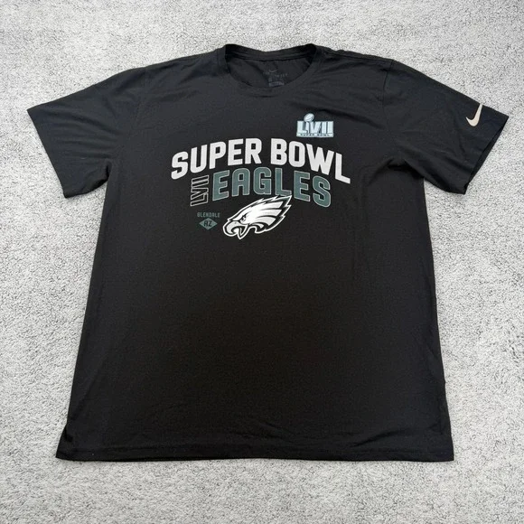 Philadelphia Eagles Shirt Mens Large Black NFL Football Super Bowl Nike Swoosh