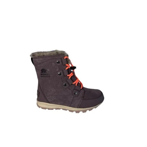 Sorel Whitney‎ Purple Suede Leather Faux FurWaterproof Boots Girls Sz 1Y No Box