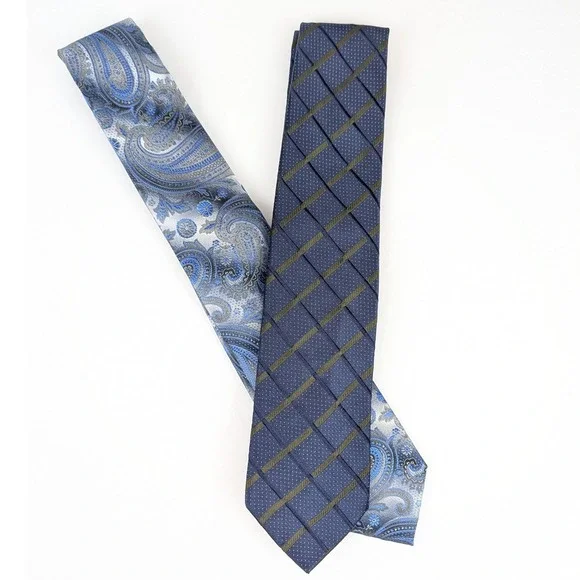 Faconnable & Alexander Julian Mens Tie Bundle Blue 2pc