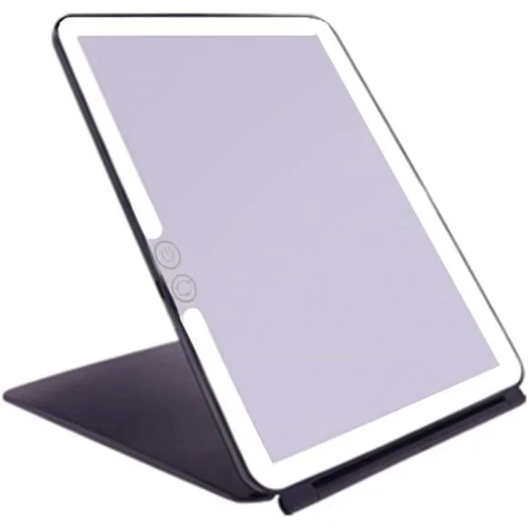 Folding Lighted Makeup Mirror with 72 LEDs 3 Colors Light Modes USB Rechargable