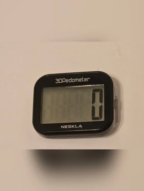 NESKLA 3D Pedometer Digital Clip-On Step Counter, Black Plastic