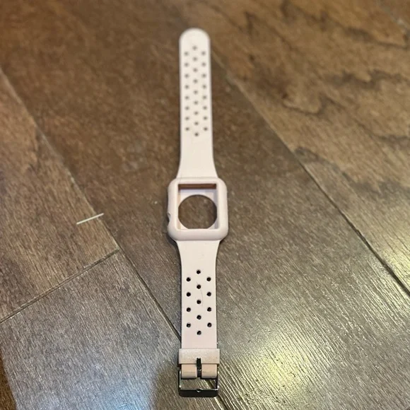 Silicone Light Pink Smart Apple Watch Band and Bumper Case Size 38mm