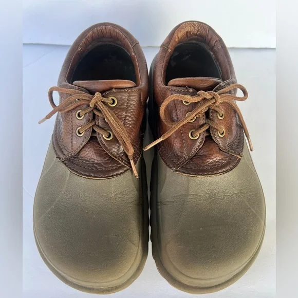Men’s Crocs Axle All Terrain Duck Islander Boat Shoes Size 12. Green/Brown