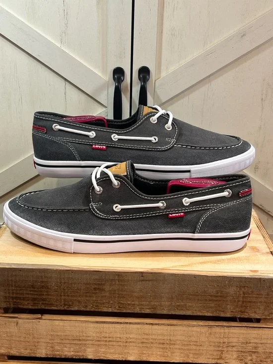 Levi's Men’s Gray Denim Loafer Slip On Casual Boat Shoes Size 13