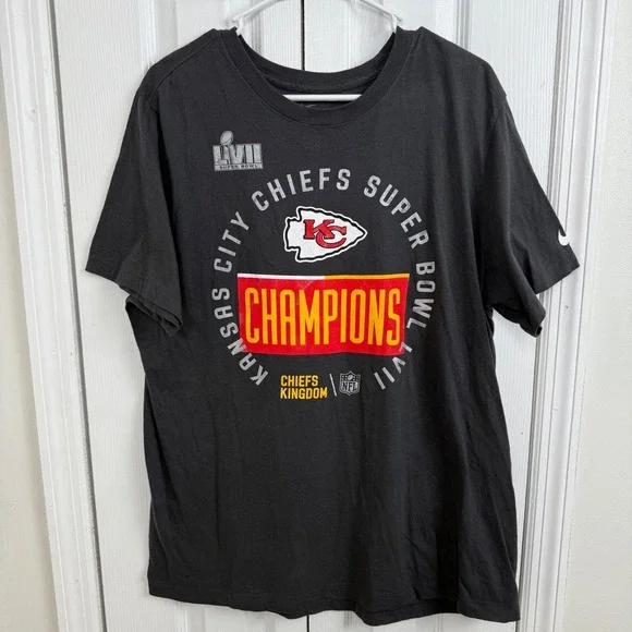 Kansas City Chiefs Super Bowl LVII‎ Champions Nike Tee Mens Large Black NFL