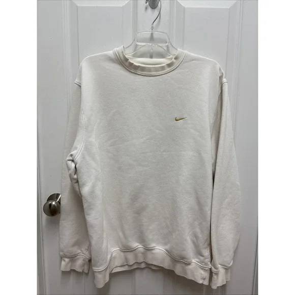 Vtg Nike White Tag 90's Men's‎ Size XL White Yellow Check Swoosh Sweatshirt USA
