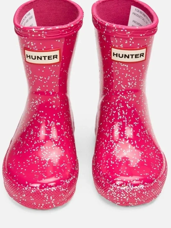 Hunter Girls Pink Glitter Kids Rain Boots