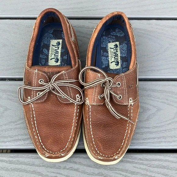 Maui Shore Company Men’s Boat Leather Loafers/Shoes Brown Size 9 1/2W