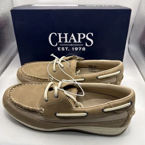 Chaps Women's Boat Shoes Tan Memory Foam Water-Repellant Flexible Outsole - 8.5