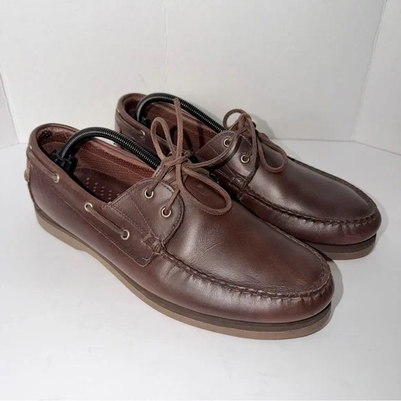 Allen Edmonds Boat Shoe Men’s Brown Leather Mocs 11.5 D Classic Loafer Force 10