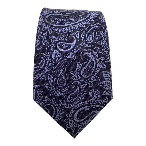 THE MEN'S STORE BLOOMINGDALE'S Blue Purple Paisley Silk Blend Tie 59